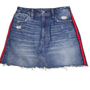 Abercrombie & Fitch Zoe Denim Mini Skirt Y2K Grunge Moto‎ Preppy Retro Size 6/28